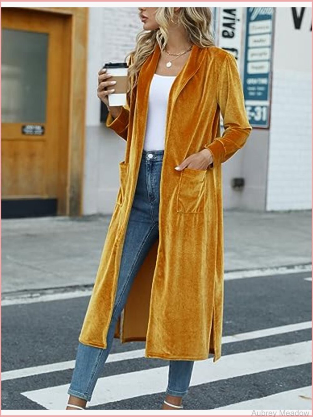 Long Velvet Cardigan Jacket Casual Open Front Maxi Blazer Duster Outwear - Picture 3 of 7